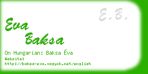 eva baksa business card